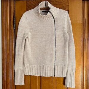 Moda International Knit Beige Sweater With Zipper Woman's Size Medium